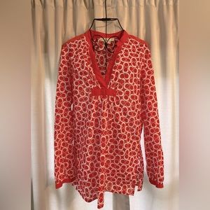 Michael Kors Women’s Size S Orange and White Lightweight 100% Cotton Tunic